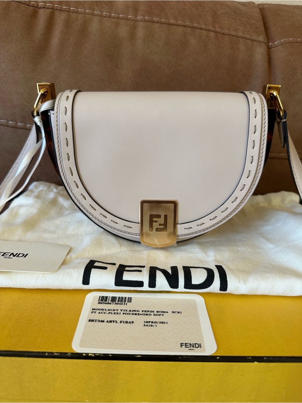 Fendi Moonlight Leather Crossbody Saddle Bag